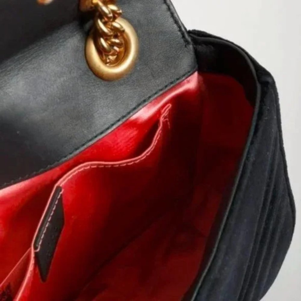 *SOLD* Gucci Mini Black Velvet GG Marmont Shoulder Bag - Picture 9 of 12
